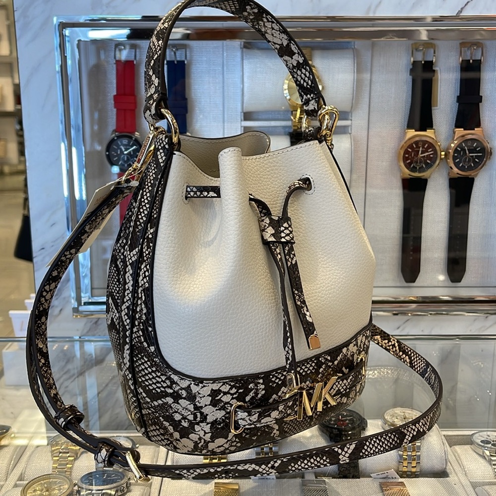 Michael Kors Cream and Snake Print Satchel